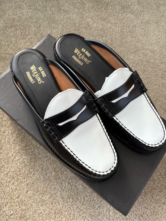 G.H. Bass & Co. Other - GH Bass Weejuns Black & White Leather Penny Loafer Mules